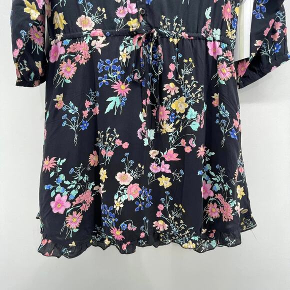 O’Neill Miki Henley Ball Pink Floral Print 3/4 Sleeve Cinch Waist Short Dress - Picture 5 of 10